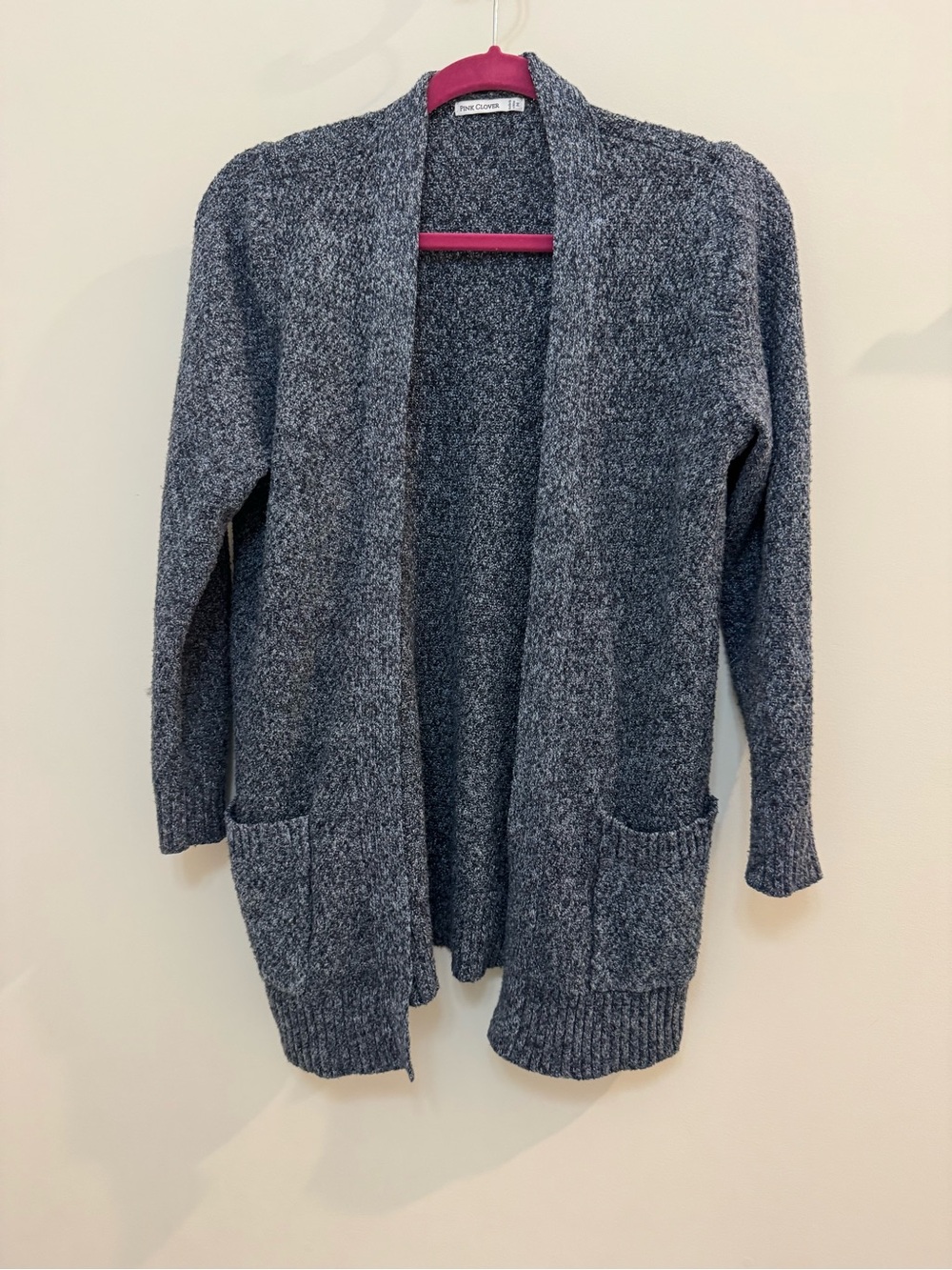 Pink Clover Dark Heather Gray Open Cardigan